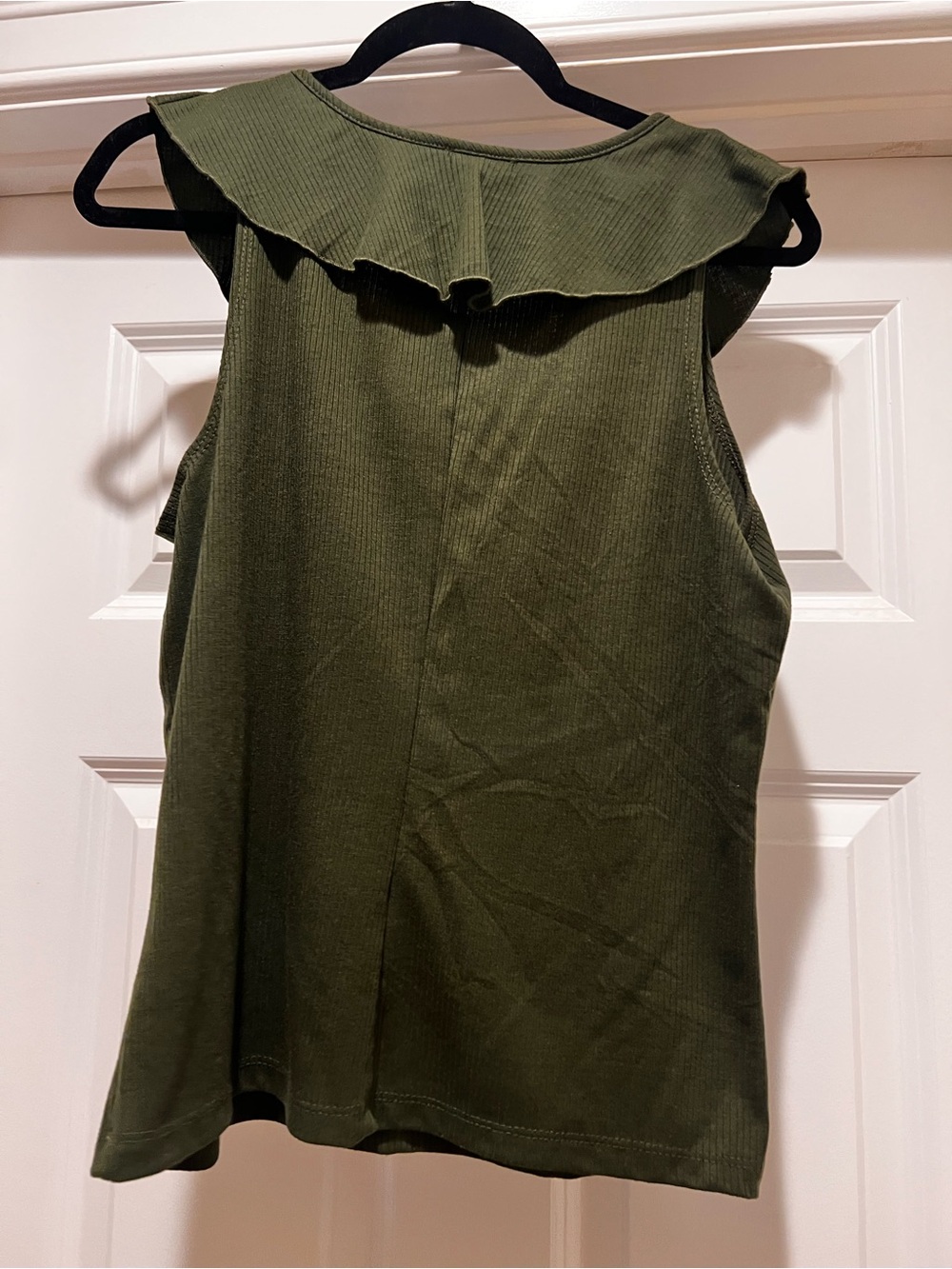 Express Olive Ruffle V-Neck Tank - Picture 3 of 3